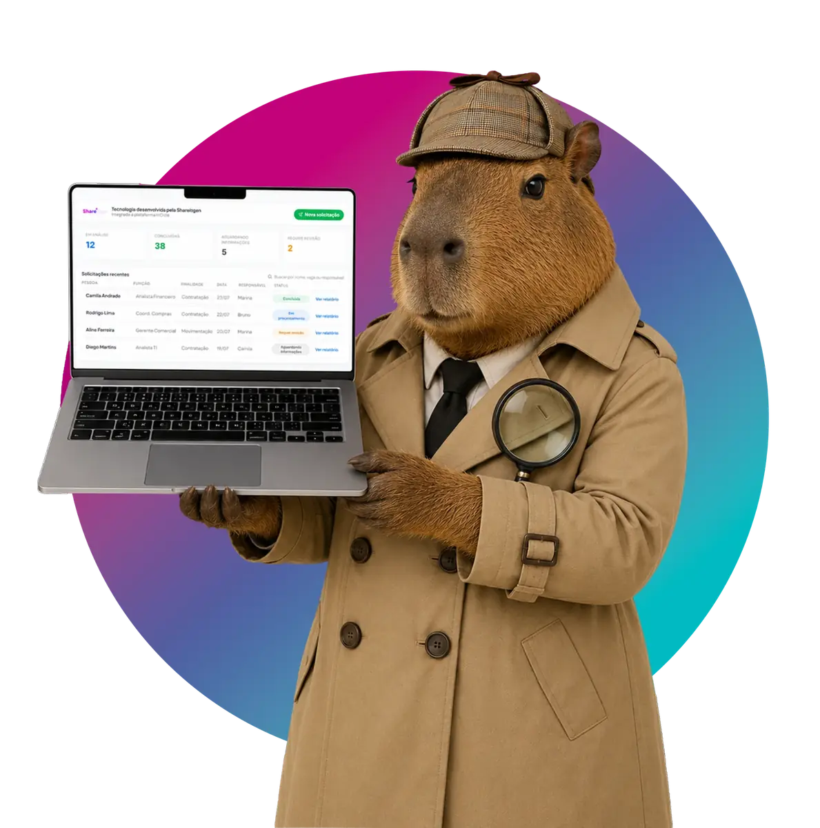 Executiva de RH utilizando o módulo Avaliação de Antecedentes da InCicle em um notebook
