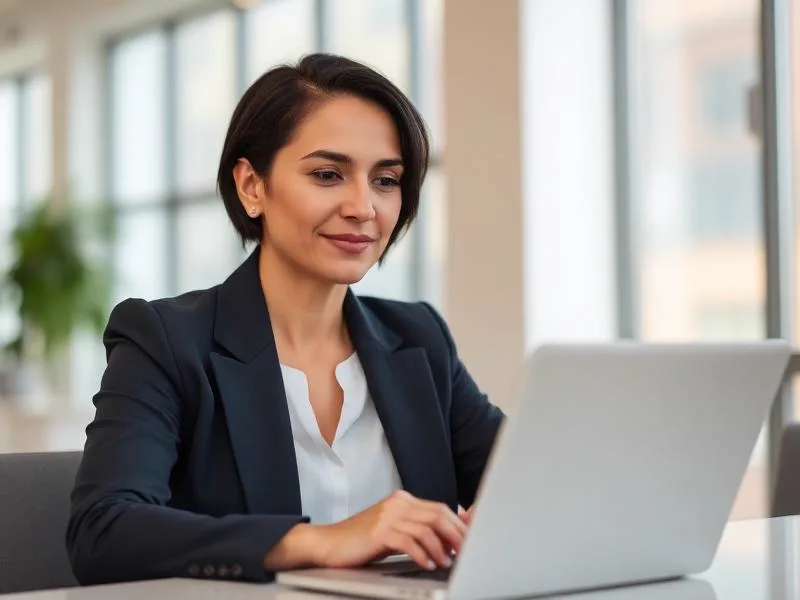 Profissional de RH analisando dados de pessoas no notebook