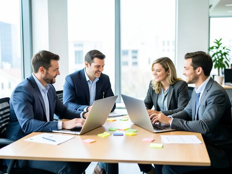 Time de projeto reunido usando o Chat Corporativo da InCicle para compartilhar arquivos e decisões