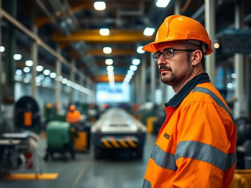 Operador industrial em turno de fábrica.