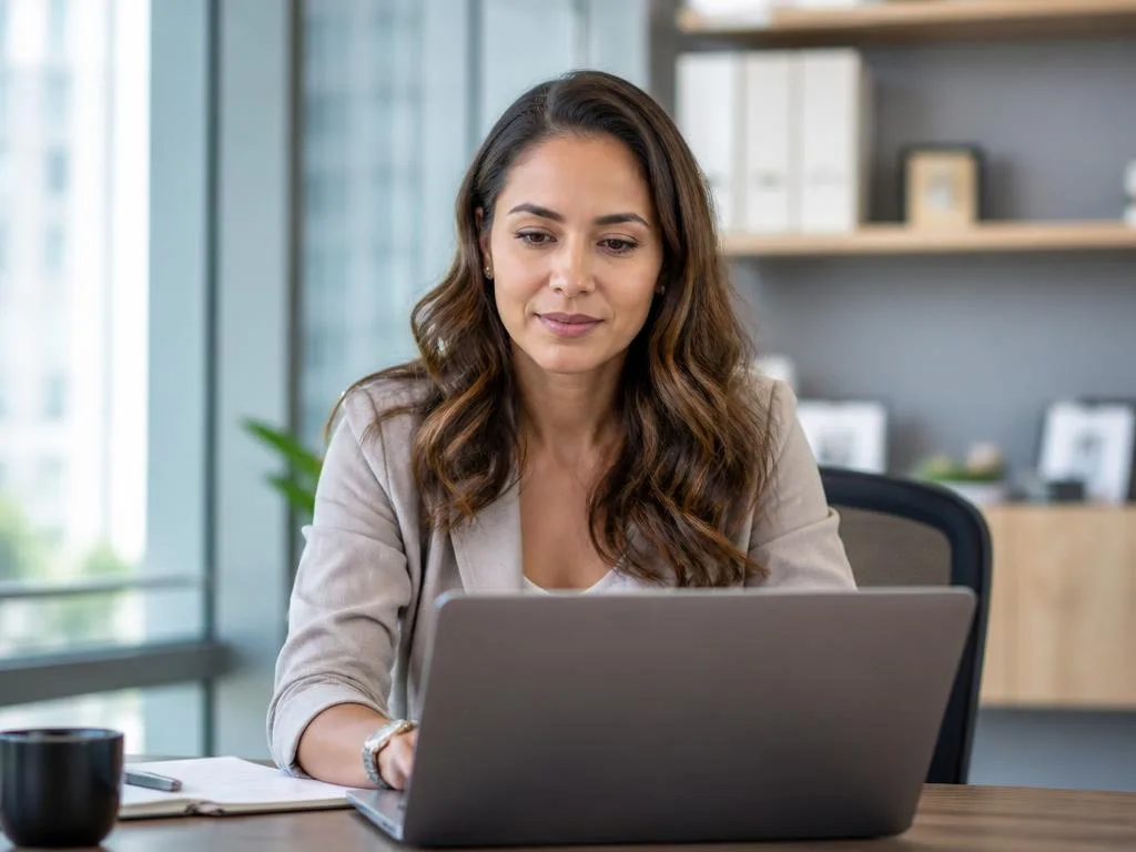 Profissional de RH usando a plataforma InCicle em um notebook no escritório