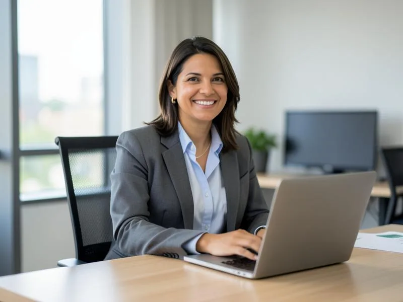 Gerente de comunicação interna acompanhando os canais oficiais do Chat Corporativo no notebook