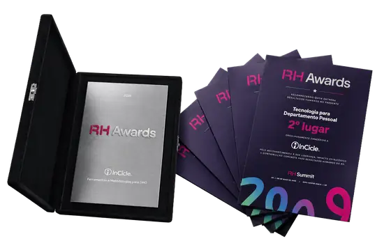 Placa e certificados do prêmio RH Awards 2026 conquistados pela InCicle