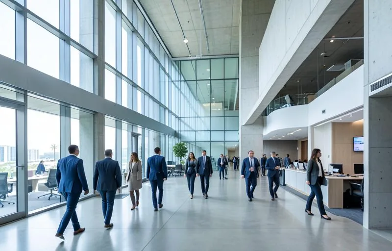 Executivos de empresa estabelecida analisando faixas salariais em sala de reunião corporativa